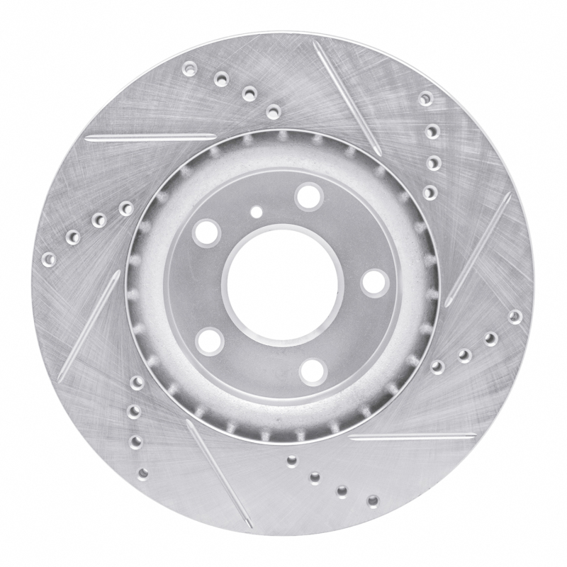 Infiniti G35 Brake Rotor (1) - Front Left - R1 Concepts - Drilled & Slotted - Silver - `03-`05